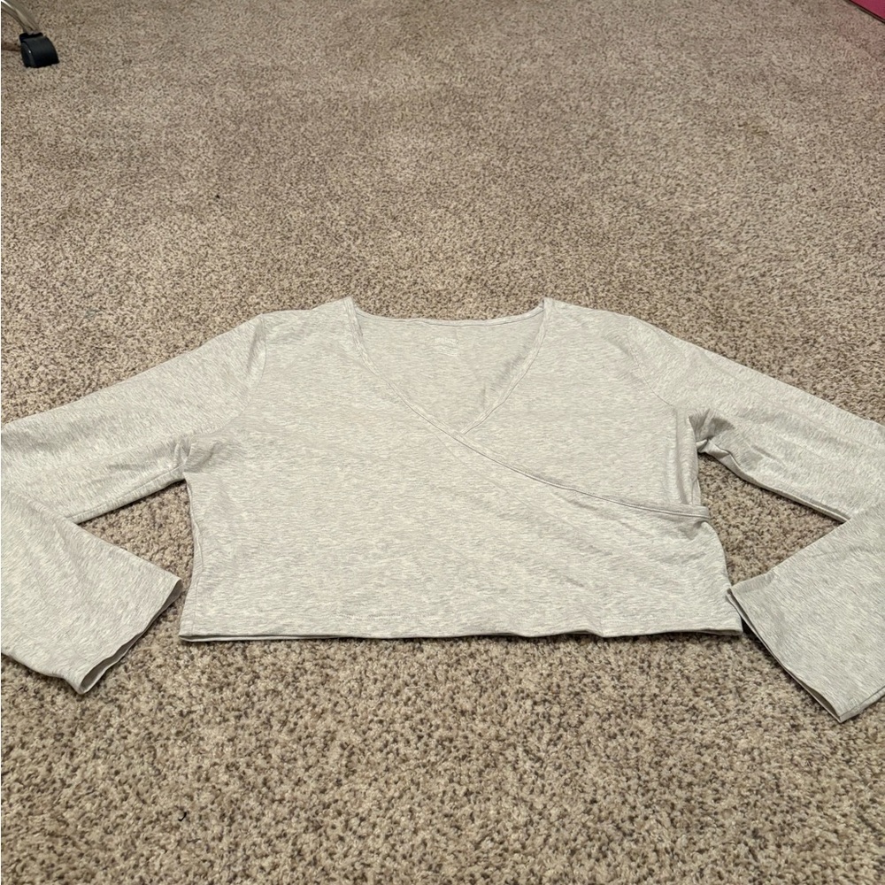 Gray long sleeve crop top from PINK